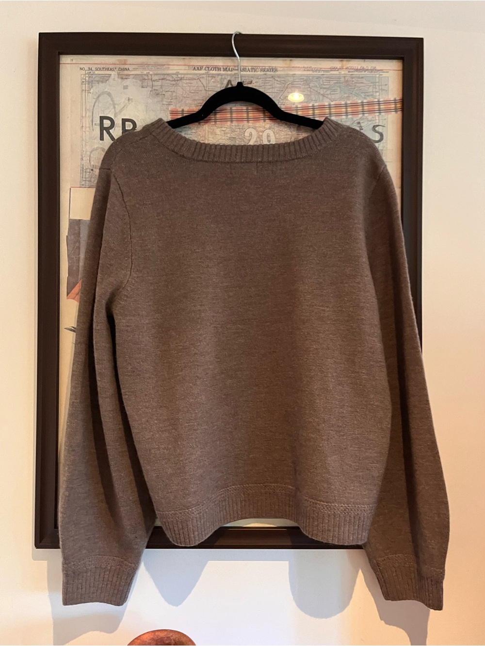 NWOT 💯 Superfine Merino Wool Taupe Crew Neck Boxy Relaxed Fit Sweater XL